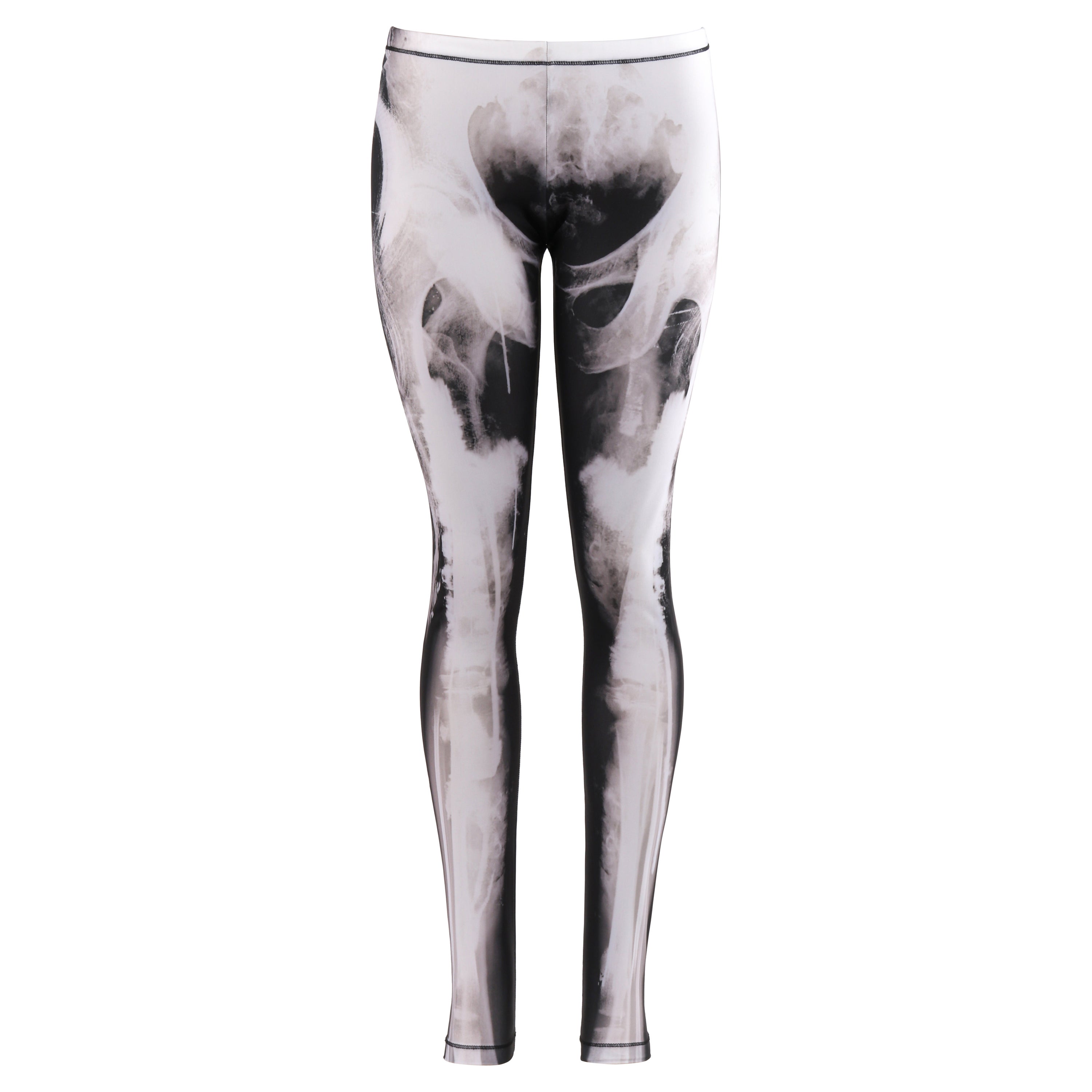 ALEXANDER McQUEEN 2012 Abstract X-Ray Skeleton Print Leggings Black White For Sale