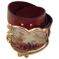 Dsquared² Brown Leather Belt with Picture Buckle