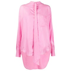 BALENCIAGA rose lyocell OVERSIZED NEW SWING Chemise Blouse 36 XS