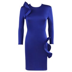 ALEXANDER McQUEEN c.2010 Royal Blue Structured Ruffle Bodycon Dress OOAK Sample