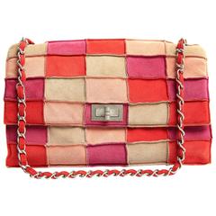 Chanel Pink Suede Patchwork Flap Bag- Multi Color