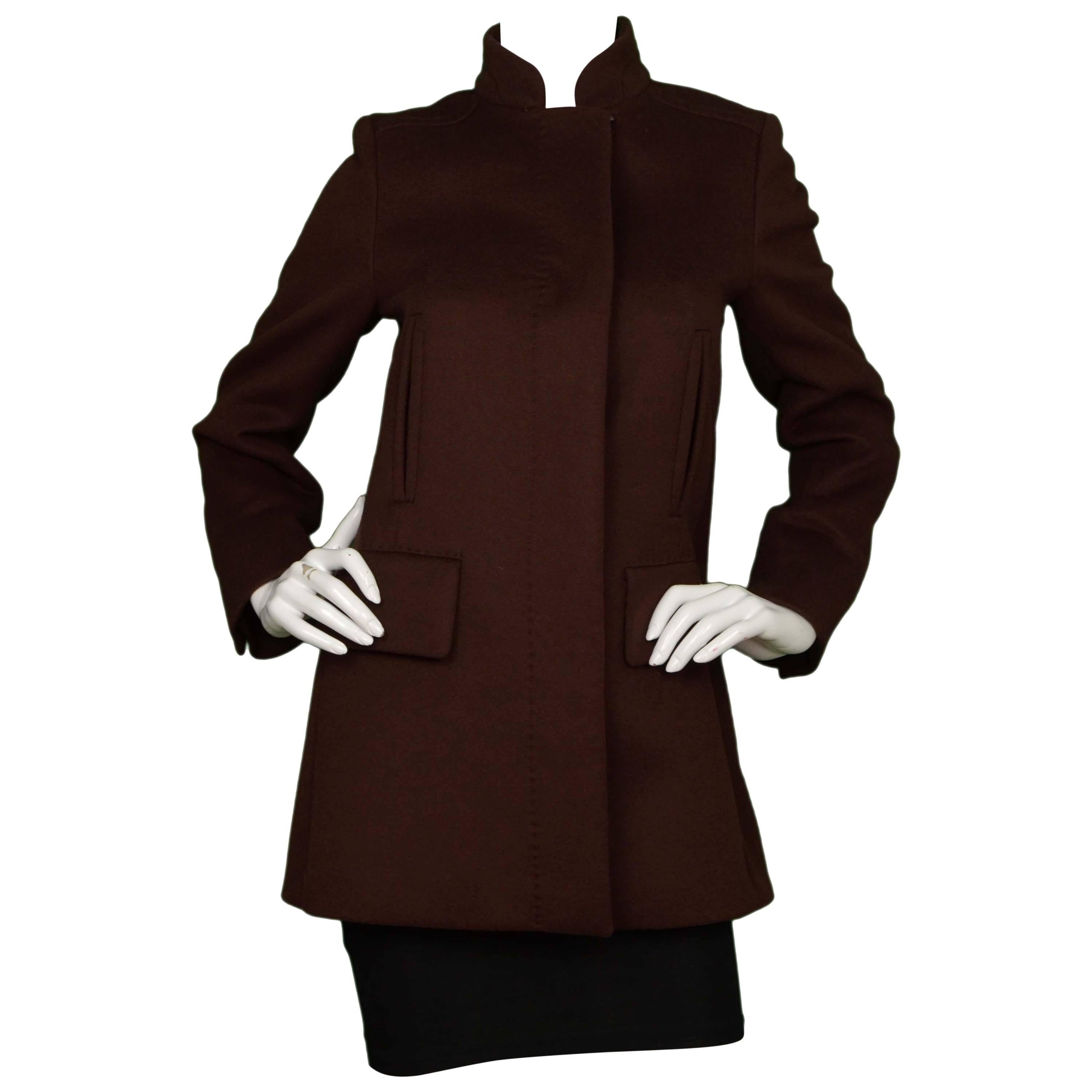 Max Mara Brown Single Breasted Wool Coat sz 6