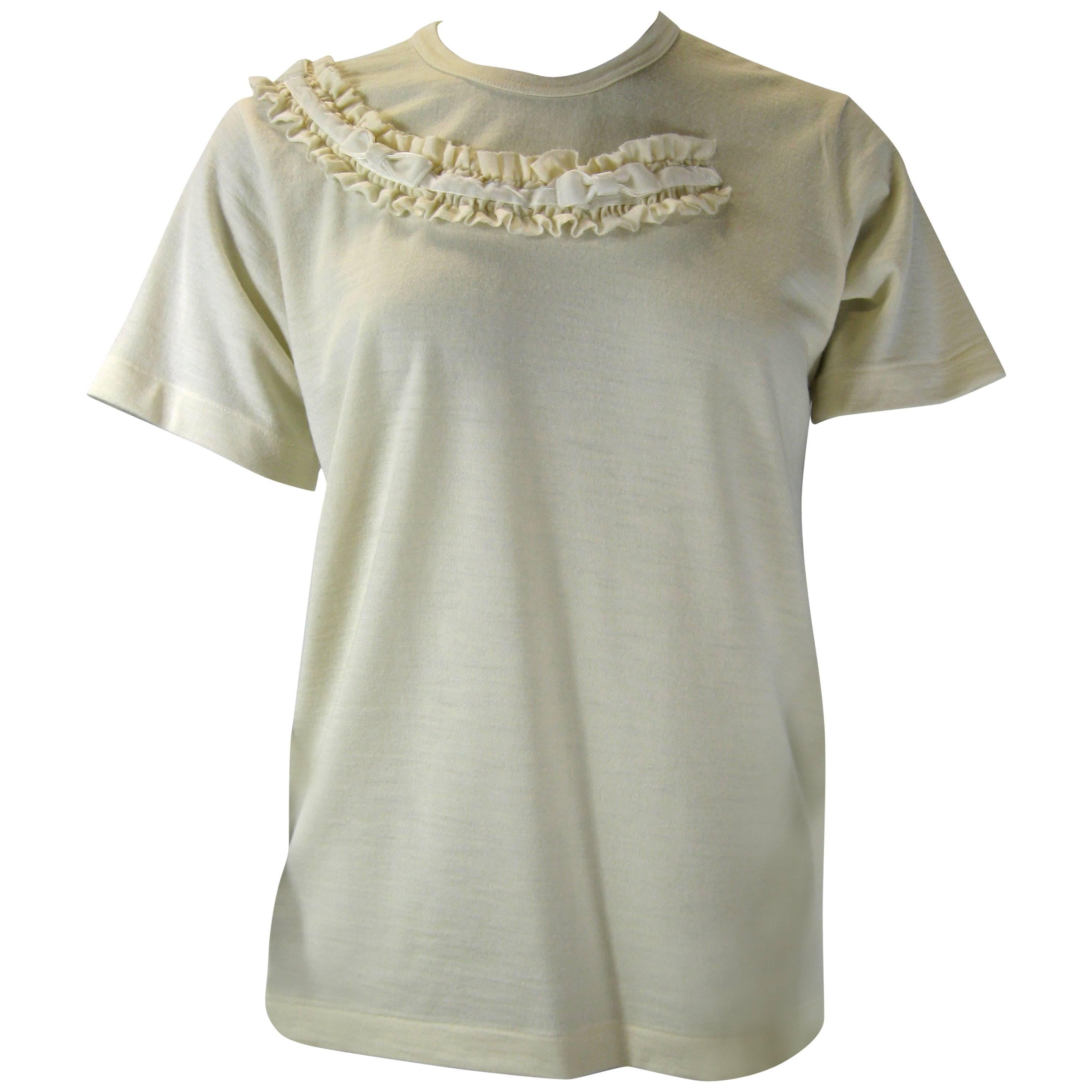 Comme Des Garcons T-Shirt aus Wolle mit Rüschenausschnitt