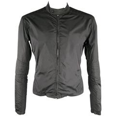GUCCI Men's 40 Black Light Weight Nylon Winderbreaker Moto Jacket