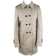 GUCCI Men's 38 Beige Cotton Double Breasted Military Pocket Trenchcoat