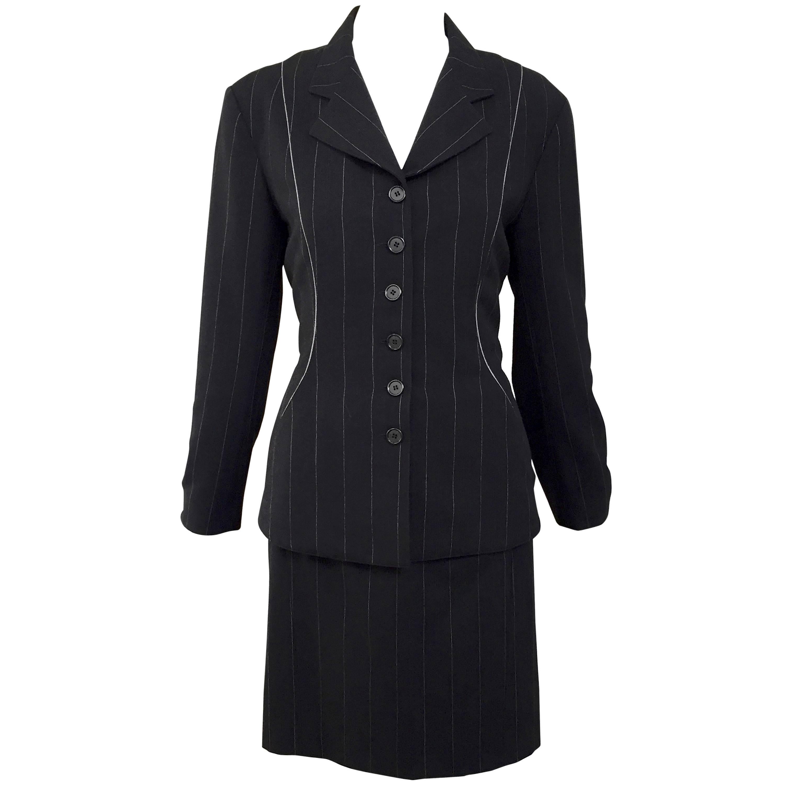 ALAIA black pin stripe blazer and mini skirt set