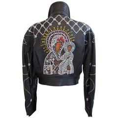 Important Gianni Versace Madonna And Child Leather Jacket Fall 1991