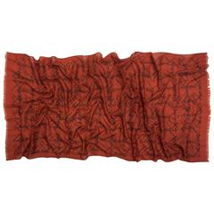 Chanel Rust Silk and Wool Signature Scarf 