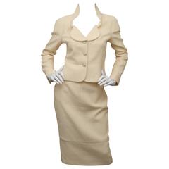 CHANEL Cream  2 Piece Skirt Suit 