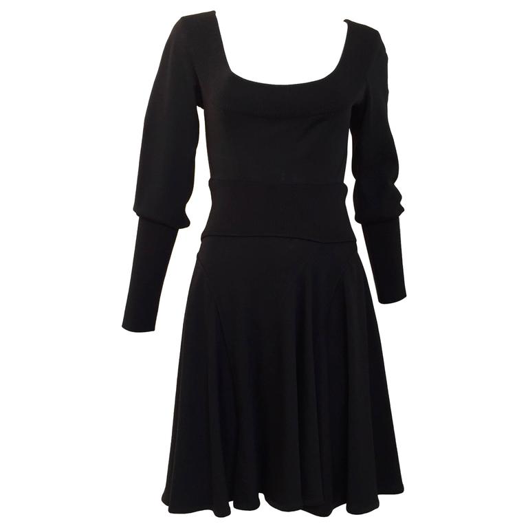Vintage ALAIA black long sleeve sweater dress For Sale at 1stdibs