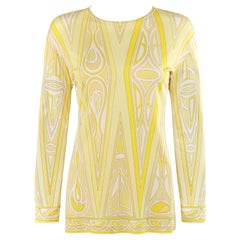 Vintage EMILIO PUCCI c.1990’s Yellow Diamond Triangle Geometric Print Long Sleeve Shirt