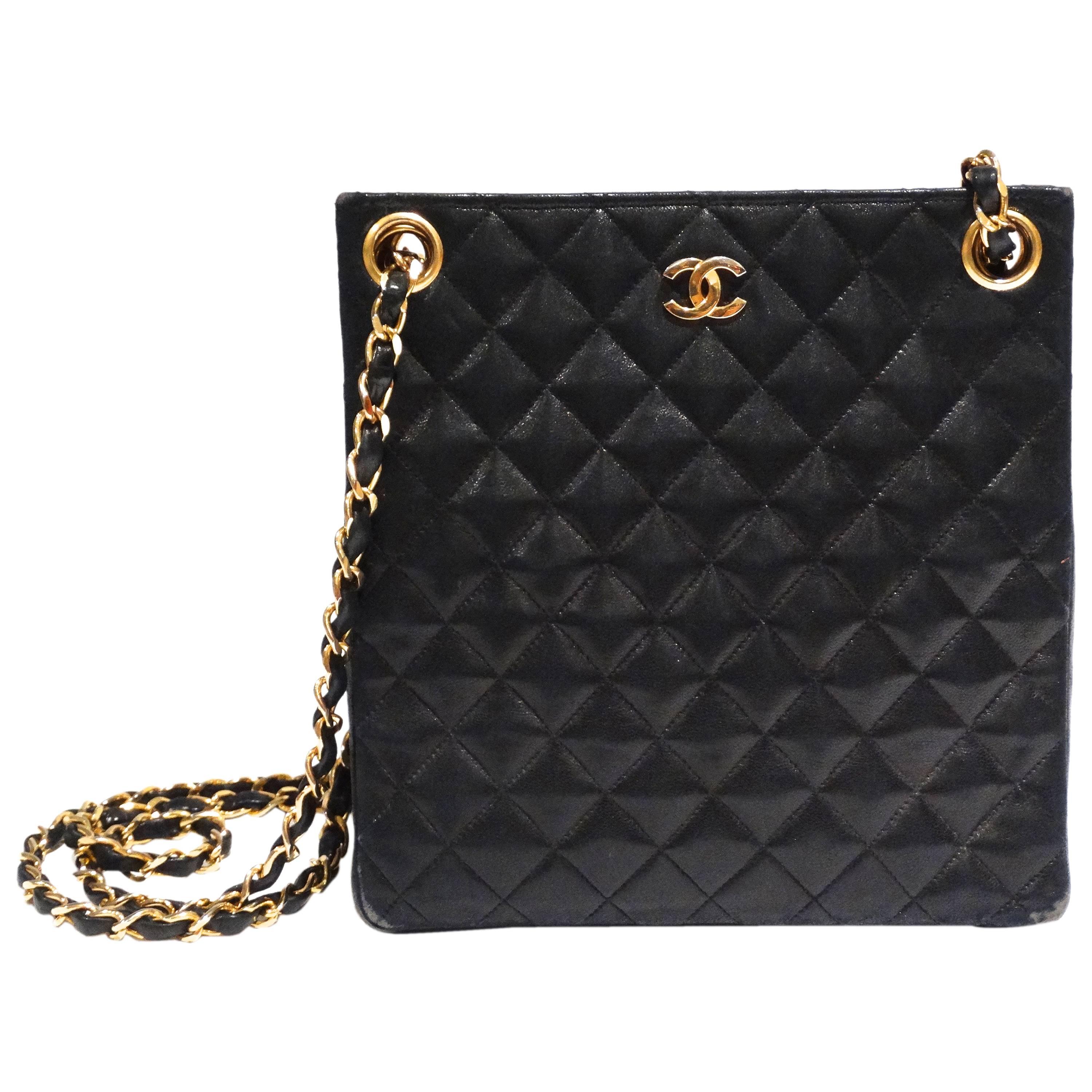 1980s Chanel Dark Navy Quilted Diamond Shoulder Bag