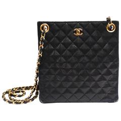 Vintage 1980s Chanel Dark Navy Quilted Diamond Shoulder Bag