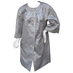 Trina Turk Silver Metallic Duster Evening Coat  