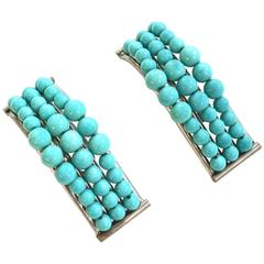 1930s Turquoise Glass Dress Clips 