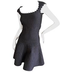 Azzedine ALAIA Black Zebra Pattern Dress w Skater Skirt XS