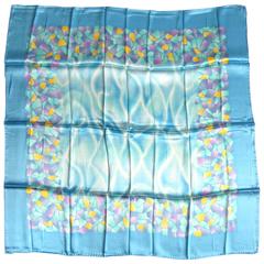1980's Silk Escada Blue / Green Scarf Never worn New Old Stock 11