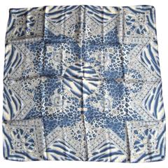 Silk Escada Blue Zebra Scarf Never worn New Old Stock 1990s 11