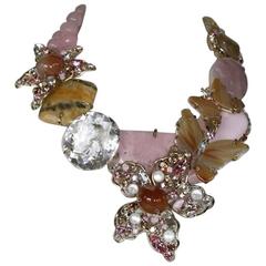 Philippe Ferrandis Spectacular One of a Kind Pink and Lemon Quartz Necklace