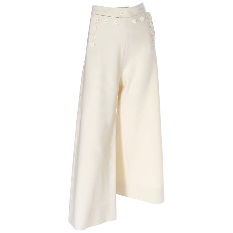 Jean Paul Gaultier Vintage High Waist Wide Leg Sailor Pants in Ivory