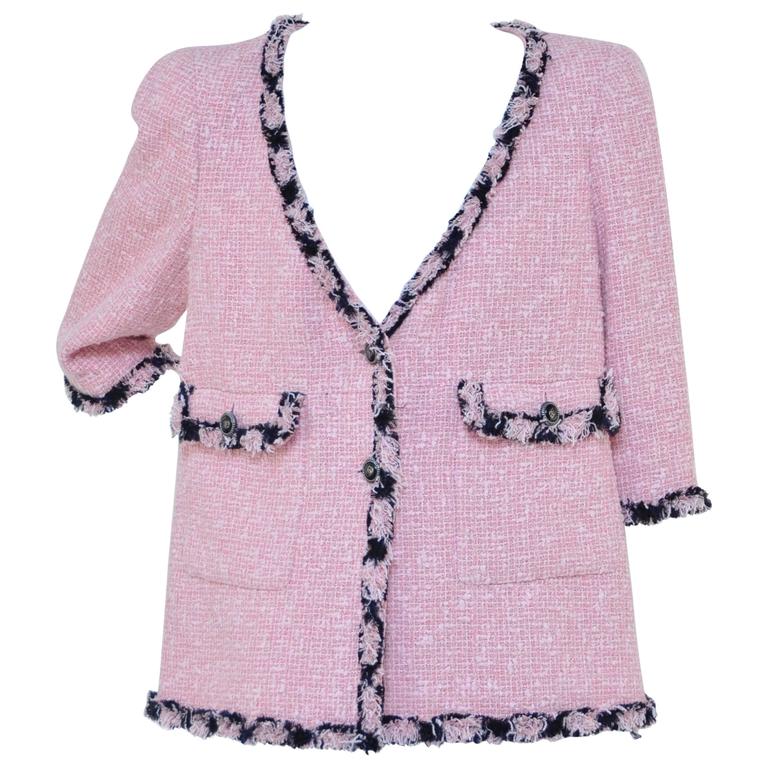 Chanel Spring 2002 Pink and Red Tweed Jacket · INTO