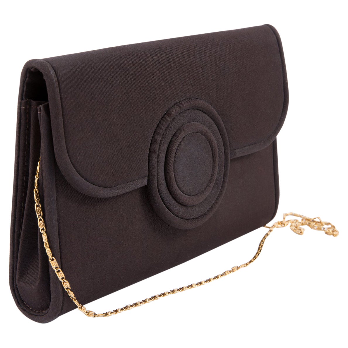 1960 Brown Silk Evening Shoulder Bag 