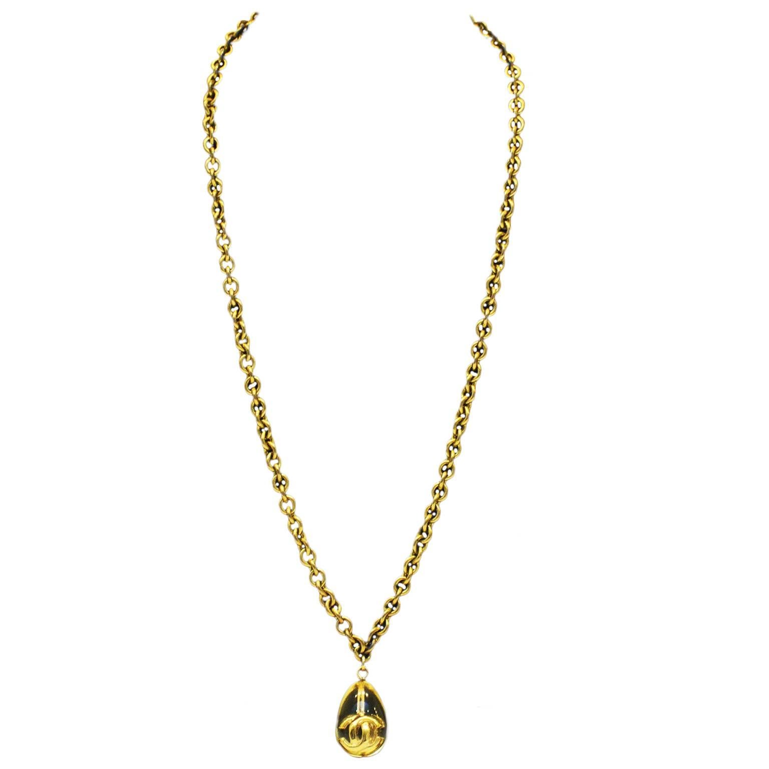 Chanel Plexi Teardrop Pendant Chain Necklace