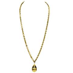 Chanel Plexi Teardrop Pendant Chain Necklace