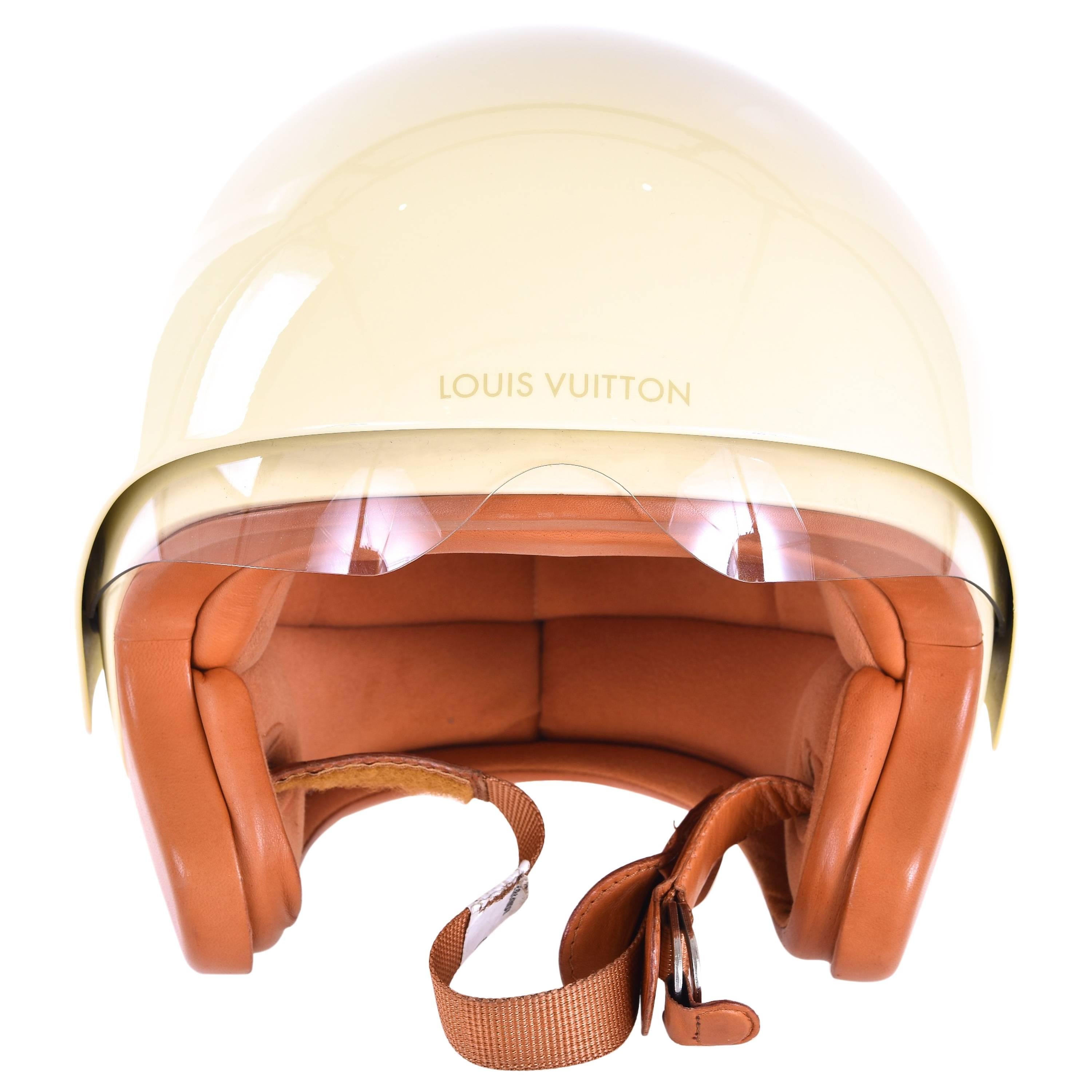 Louis Vuitton Limited Edition Damier Beige Motorcycle Vespa Helmet JaneFinds