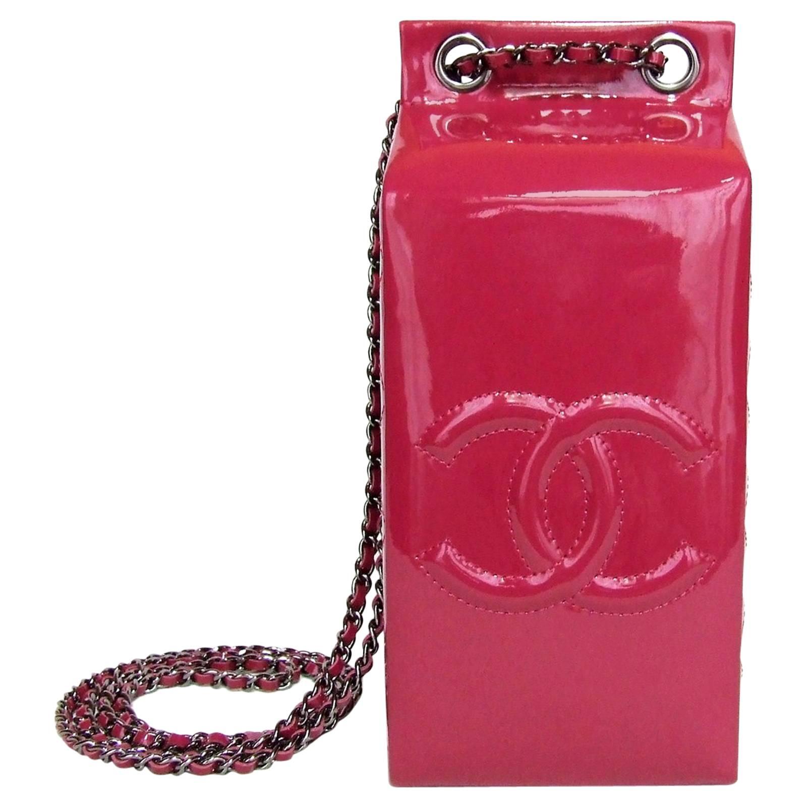 CHANEL Milk Bottle Bag Pink Patent Leather Limited Edition Full Set