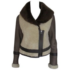 Shearling Lambskin Fur Jacket with Leather details