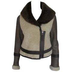 shearling/lambskin fur jacket with leather details 11