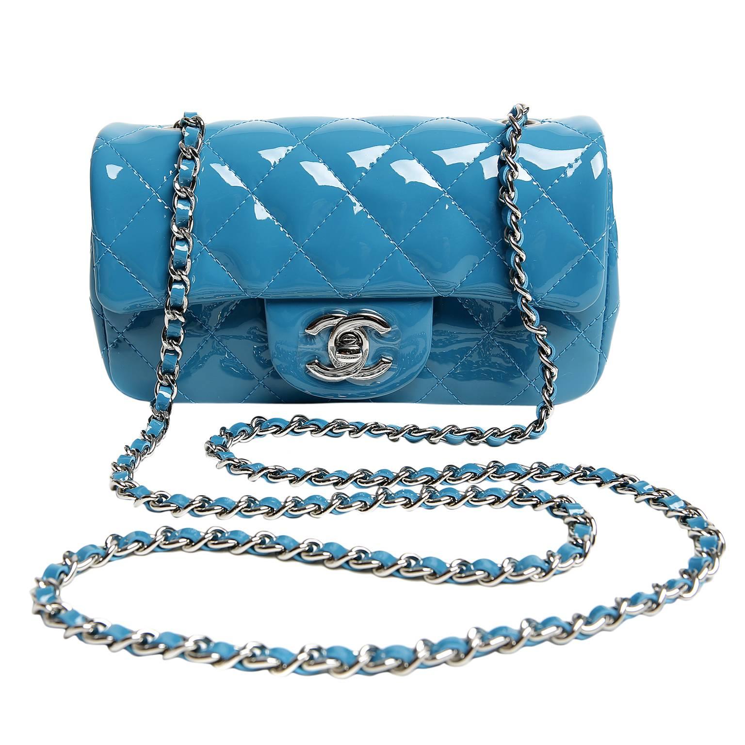 Chanel Turquoise Patent Extra Mini Classic Flap Bag