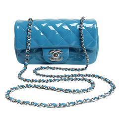 Chanel Turquoise Patent Extra Mini Classic Flap Bag
