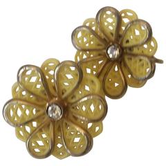 Vintage Coro Craft Yellow Daisy Screw Style Earrings