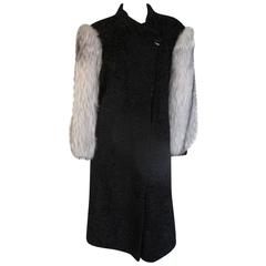 Black astrakhan/Persian Lamb with white arctic fox fur sleeves 10