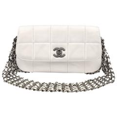 Chanel White Leather Multi Chain Flap Bag- Special Edition