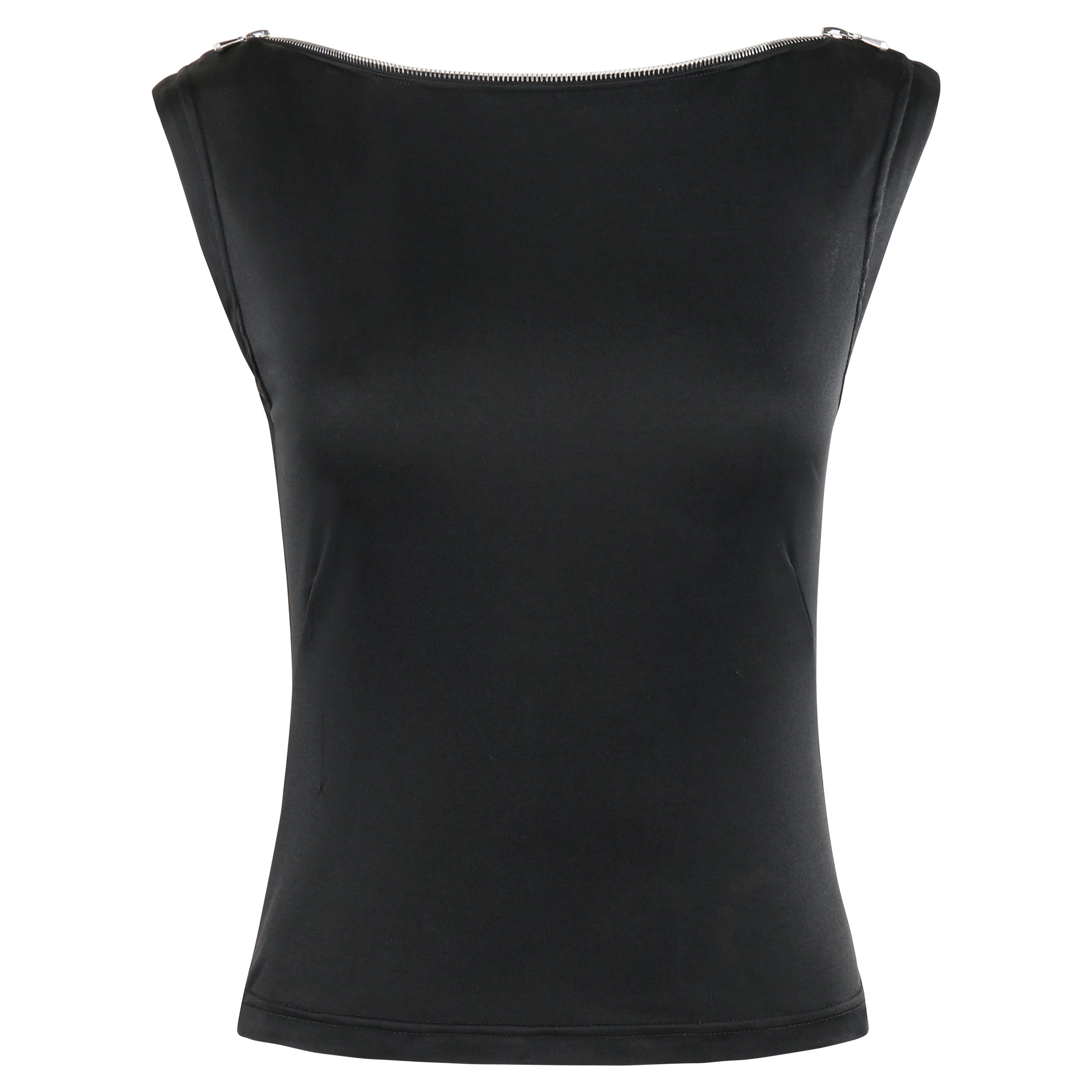 ALEXANDER McQUEEN S/S 1997 “La Poupée” Black Zipper Neck Extended Shoulder Shirt For Sale