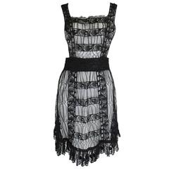 Vintage Chloe Black Lace Embroidered Pinafore