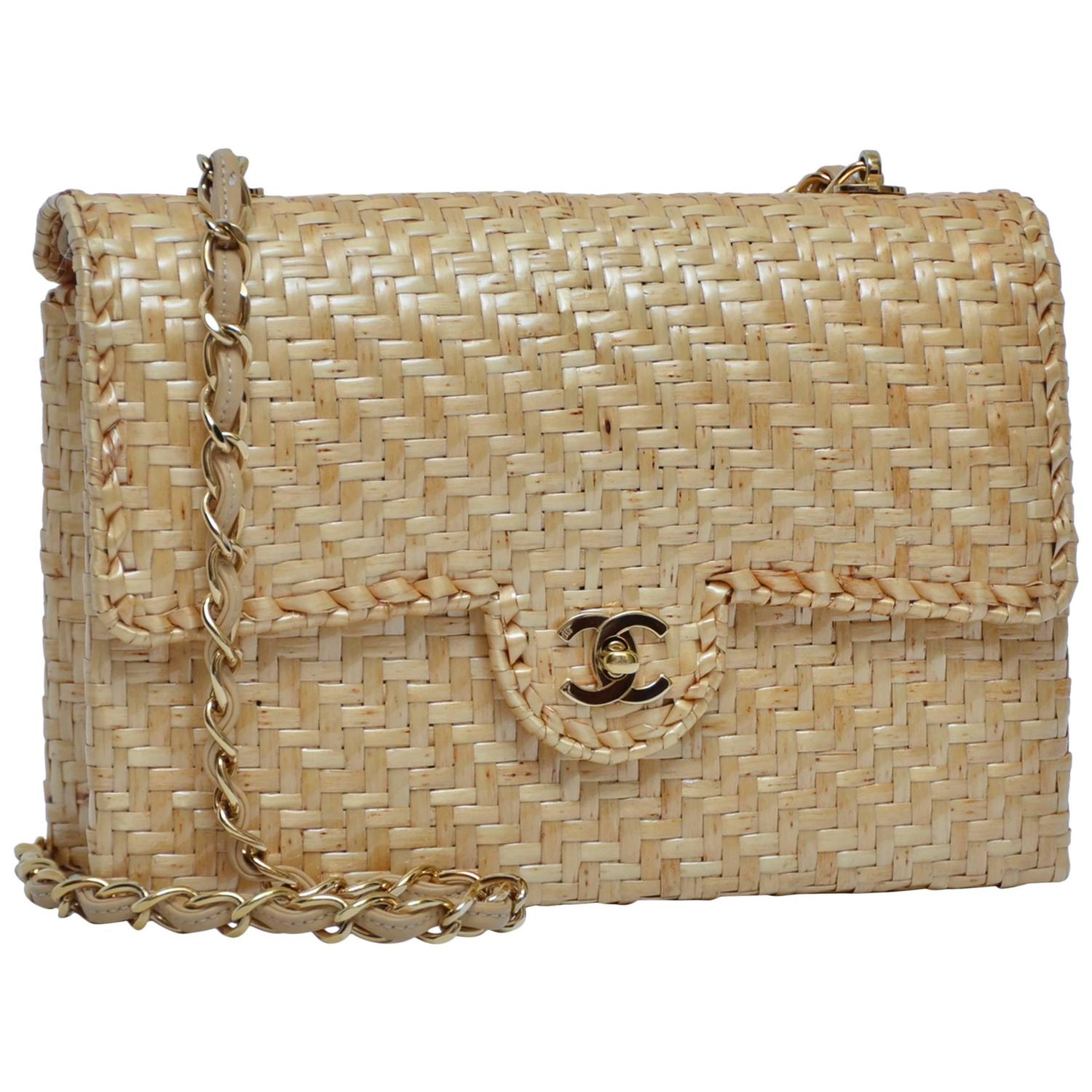 CHANEL Natural Straw Flap Handbag NEW at 1stdibs