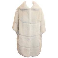 Olivia Preckel Off White "Maxima" Long Beaver Cape w/ Collar - NWT