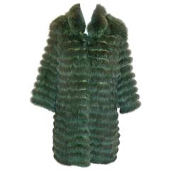 Olivia Preckel Green "Carolina" Long Fox Coat - NWT - M