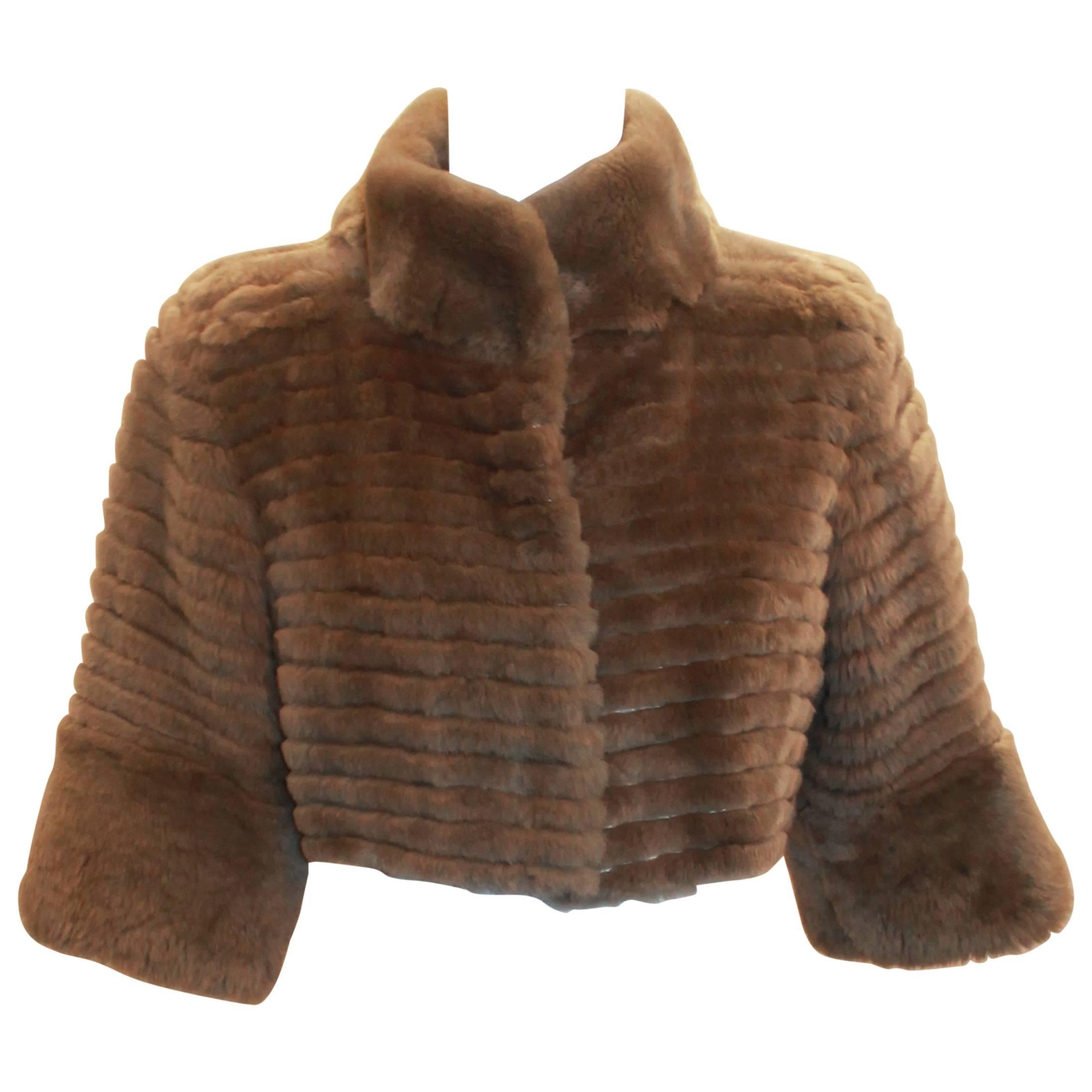 Olivia Preckel Oyster Grey "Coco" Beaver Coat - NWT - Small