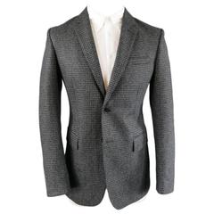 BURBERRY LONDON Men's 40 Regular Charcoal Wool Houndstooh Pattern Sport Coat
