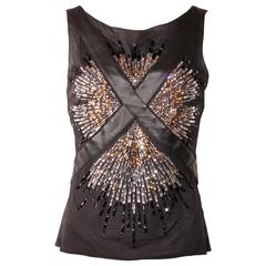 Jitrois Leather Tank Top - Swarovski rhinestones 2