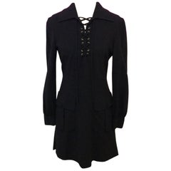 Vintage Moschino Couture Black Lace Up Front Dress