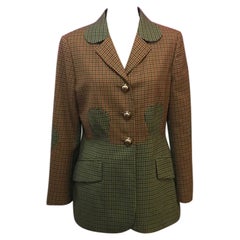 Moschino Tan Plaid Puzzle Jacket Blazer