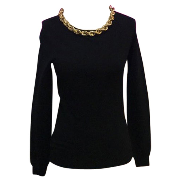 Moschino Couture Gold Chain Black Sweater NWT For Sale