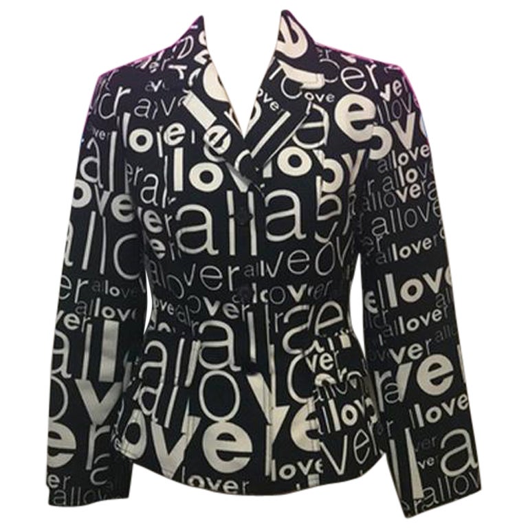 Moschino Jeans Black White Allover Blazer For Sale at 1stDibs