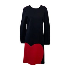 Moschino Cheap & Chic Black Red Heart Wool Dress